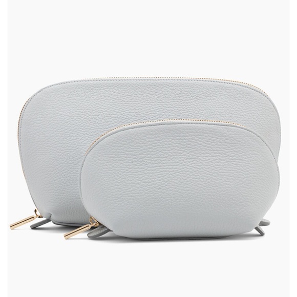 Cuyana Bags Cuyana Travel Case Set In Pearl Grey Pebbled Leather